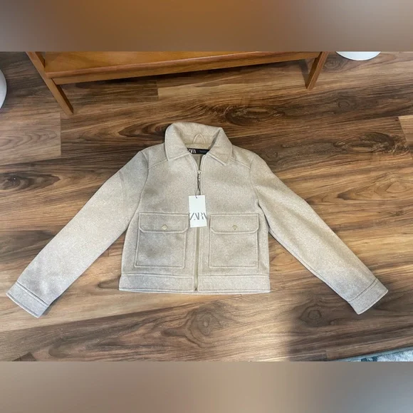 Zara Beige Pea Coat for Women - Picture 2 of 4